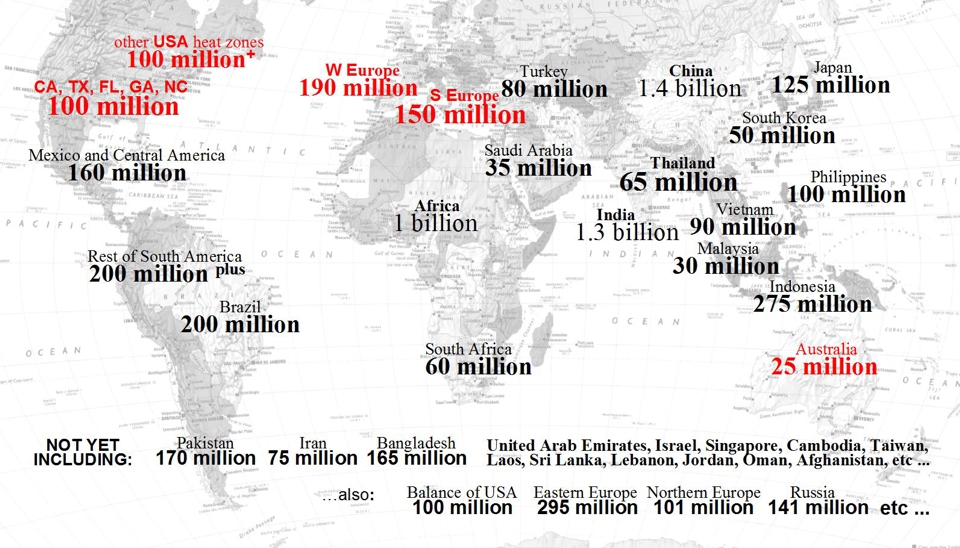 Global map of Markets for SolarSnow